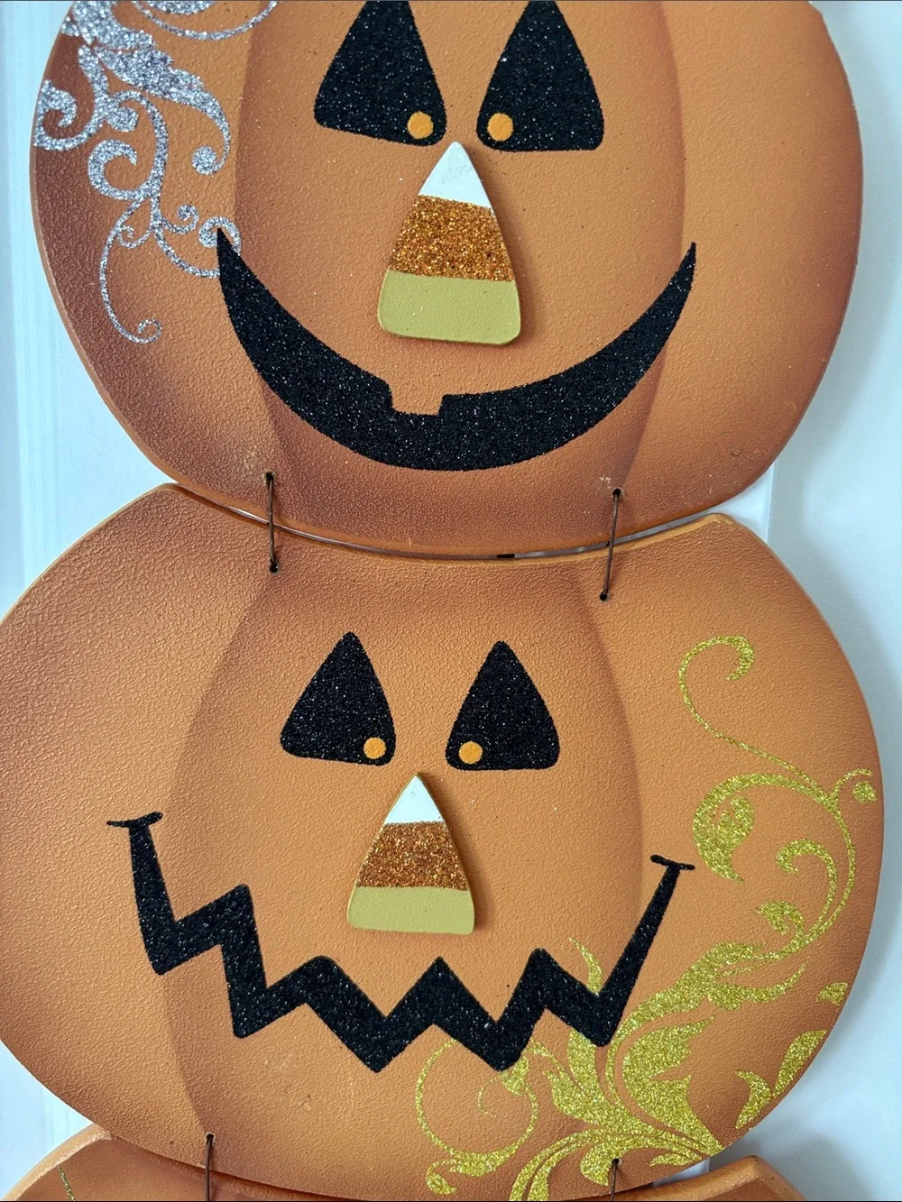 Halloween Triple Jack-O'-Lantern Door Hanger - Orange